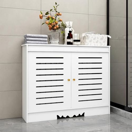 Cubierta Del Radiador, Blanco Lacado Revestimiento Protector, Cubre Radiadores Estante Para Radiador Calentador, Diseño Moderno Estante Para Radiador Vertical(90*80*25cm/35.4*31.5*9.8in)