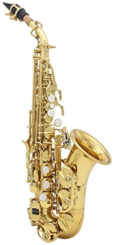 CHOYUE Messing Golden Carve Pattern Bb Bend Althorn Sopransaxophon Sax Perlweiße Muschelknöpfe Blasinstrument mit Etui Handschuhe Reinigungstuch Gürtel