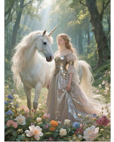 SHEGZHUC 40 x 50 cm Diamond Painting Adulto Principessa e Unicorno, Pittura Diamante Immagini Animali e Donne, Mosaico Ricamo Punto Croce Arte Regalo Decorazione Parete per Camera da Letto