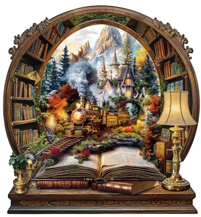 Jigfoxy Puzzle en bois pour adultes, Entraînez-vous avec le puzzle en bois dans le livre, puzzle animal unique en bois, cadeau de Noël pour la famille et les amis, L-34 * 32,1 cm - 280 pièces