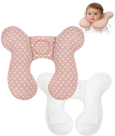 KAKIBLIN Cuscino da viaggio per bambini, cuscino da collo per seggiolino auto, cuscino di supporto per collo per testa e collo, supporto per la testa del neonato per seggiolino auto, passeggino