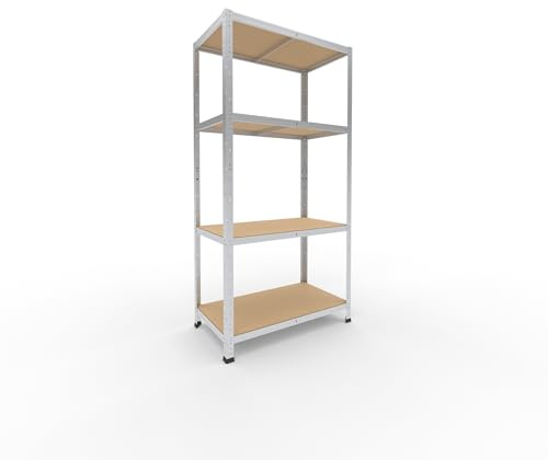 shelfplaza Home 180x90x50 cm Schwerlastregal in verzinkt mit 4 Böden und 175 kg Traglast pro Boden