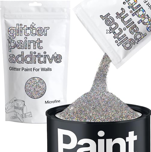 Hemway Gun Metal Grey Holographic Glitter Paint Additive Microfine 100g | for Paints & Varnish | Paint Walls Sparkly Add to Emulsion, Acrylic or Lacquer Indoor