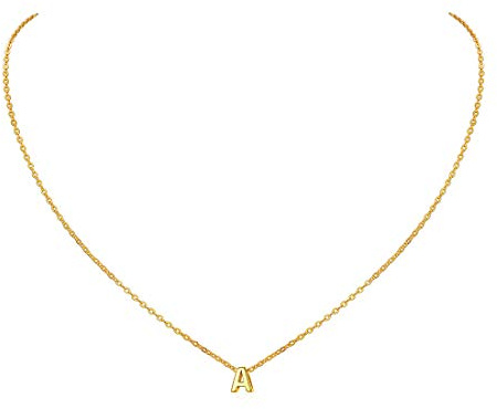 ChicSilver Collar Inicial Mujer Plata Cadena Oro 18K Colgante Letra Pequeña A Dorado Alfabeto Regalo Madre Joyería Minimalista Día Valentín
