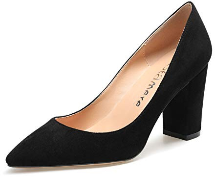 Castamere Escarpins Femme Bout Pointu Bloc Talon 8CM Suède Noir Escarpin EU 41.5