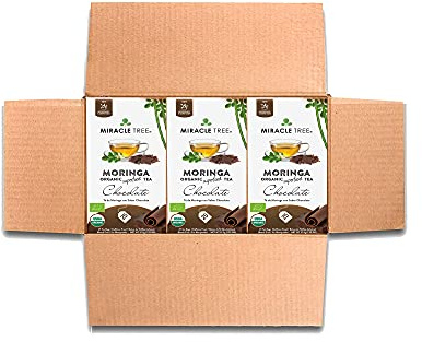 Miracle Tree - 3 Count of Organic Moringa Superfood Tea, 25 Individually Sealed Tea Bags, Chocolate (Keto, Detox, Energy/Immunity Booster, Vegan, Gluten-Free, Organic, Non-GMO, Caffeine-Free)