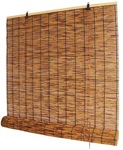 DLLY Schilf Vorhang Für Fenster, Handgewebte Bambusrollo, Römische Retro-Vorhänge, Zebra-Jalousien Mit Lichtfilterung, Wasserdicht, Wetterbeständig, Anpassbare Größe,120x200cm/47x78.5in