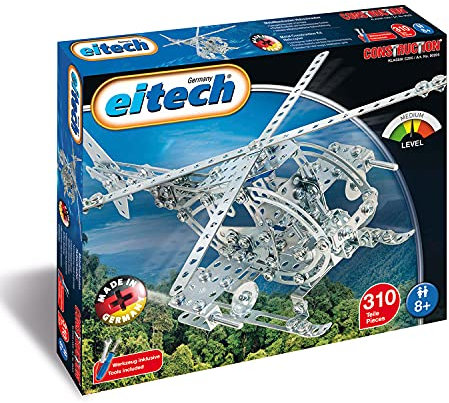 Eitech 00205 Metallbaukasten - Helikopter, Hubschrauber, Modellbausatz für Kinder ab 8 Jahren, 310 Bauteile