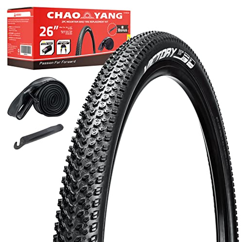 Chao YANG Mountain Bike Tire Replacement Kit, 26’’×1.95, Dual Compound 2C-MTB Tires, Featured with Double Tread Puncture Protection, for On or Off Road Use, 1-Pack