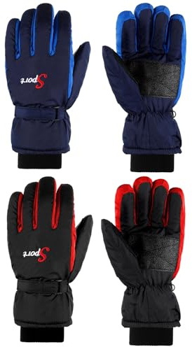 Jeere 2 Pairs Winter Ski Gloves Men Women Waterproof Snow Gloves Adjustable Snowboard Mittens for Cold Weather Men Women(Black, Navy,M)
