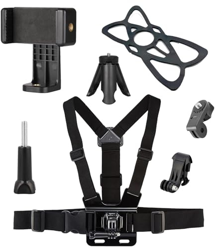 Adjustable Elastic Belt Body Mount Chest Head Strap Harness Set for Gopro 11 10 9 Max 8 7 6 5 and Insta 360 Cameras and Mobile Phones