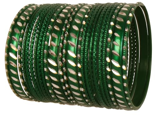 Touchstone indisk Bollywood mode handgjort snitt metallkorn arbete texturerad handled förskönare magisk designer smycken armband armband. 24 stycken för kvinnor., M - Circ 7.8 in-Indn Size 2.8-Dia 2.5