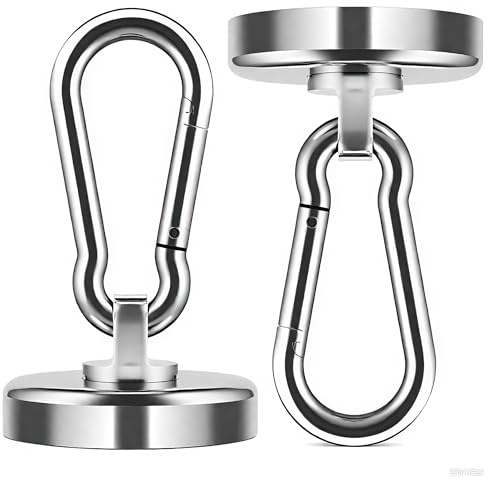 Grtard Magnethaken Extra Stark Schwarz 50 kg, 2er Set Magnetische Haken mit Neodym Magnet, Drehbarer Magnet Haken für Spind Organizer, Werkstatt & Camping