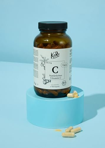 KoRo - Natürliches Vitamin C aus Bio-Acerola 180 Kapseln - Nahrungsergänzungsmittel - Vegan - 85 mg Vitamin C pro Kapsel