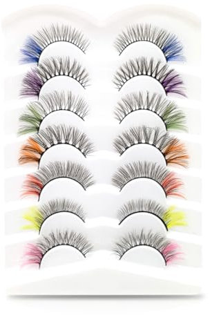 7 paires de cils colorés, faux cils artificiels 7 couleurs fans de Noël extensions de cils classiques, cosplay, costumes, faux cils colorés