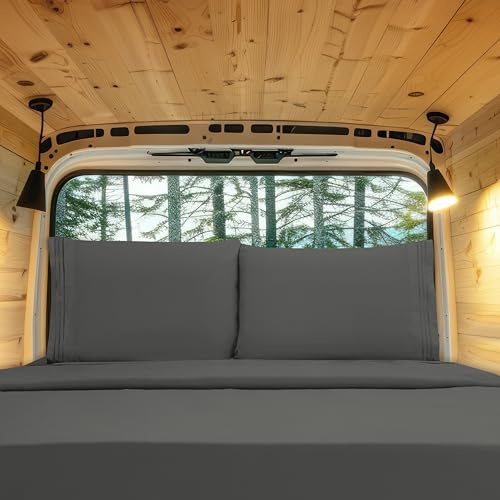 Elegant Comfort Luxury Microfiber Bedding Set, 1500 Threads, 4 Pieces Hotel Quality, Wrinkle Resistant, Fitted Sheet with Elastic Strap, Deep Pockets up to 41cm, RV Short Queen, Grey