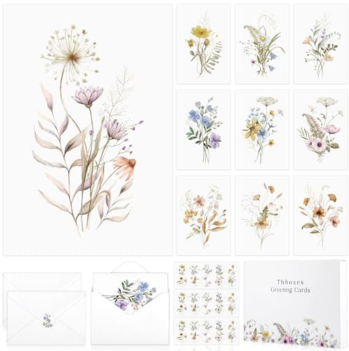 Blank Cards and Envelopes, 40 Pack Teacher Appreciation Cards 4x6 in Blank Note Card, Teacher Thank You Card with Stickers, Stationary Set for Graduation, Teacher's Day, Mother's Day, Nurses Week