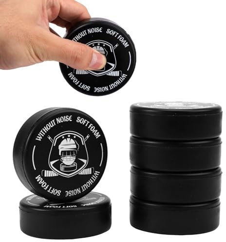 BOXOB 6St Eishockey Pucks, Durchmesser 7,5cm Dicke 2,5cm Hockey Puck Schaumstoff Weich Gummifrei EIS Pucks Hockey Zubehör für Indoor Übungen und Klassisches Training (Schwarz)
