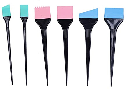 Brocha Tinte Pelo, Juego De 6 Pinceles Aplicadores De Tinte Para Cabello, Cepillo De Silicona Para Teñir, Cepillo para Teñir el Cabello, Aplicador Tinte Pelo, Profesional Para Salón y Uso Doméstico