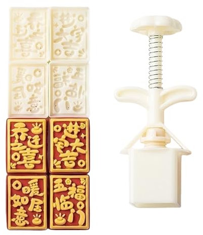 Molde para tartas de luna con 4 sellos, plástico ABS, presión manual, repostería temática de inauguración de la casa, para entusiastas de la repostería