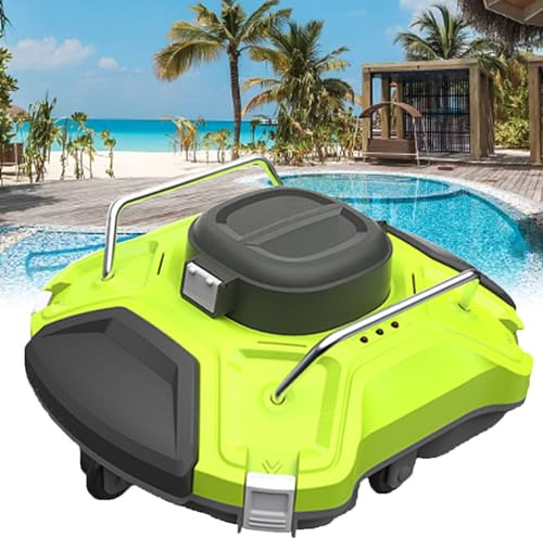 Automatic Robotic Pool Cleaner, Cordless Pool Vacuum Swimming Pool Cleaning Robot White, with Intelligent Navigation, for Above/In-Ground Pools