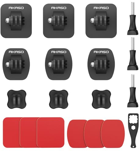 AKASO Support de Fixation Adhésif Incurvé et Plat pour Casque de Moto, Kit D'accessoires de Fixation de Boucle Adhésive pour Casque Compatible avec Gopro Hero 13/12/11/10/9 DJI Osmo, Insta360