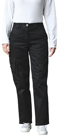 FNT Workwear Ladies Cargo Combat Work Trousers Easy Care Multiple Pockets Work Safety Cargo Pants (UK,18, Regular, Black)