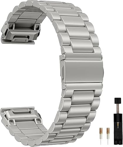 KUTEWEU Metallarmband för Fenix 7/Fenix 6/Fenix 5-armband, ersättning klockband rostfritt stål armband ersättningsarmband för Forerunner 955/945/935/Fenix 7 Solar/Fenix 6 Pro Smartwatch-tillbehör
