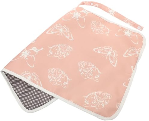 FRCOLOR Fasciatoio Portatile per Ragazzo Ragazza, Materassino Cambio Pannolino Lavabile in Poliestere Cotone e Tpu, Traspirante e Riutilizzabile, per Viaggi Rosa