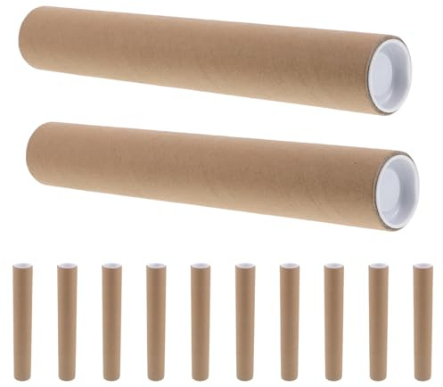 HOODANCOS 12 Pezzi Tubo Cartone Kraft con Coperchio per Spedizione e Conservazione Poster Opere d Arte Disegni e Documenti Contenitore Protettivo per Mailing e Archiviazione Bulk