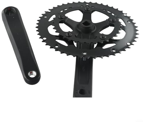 Yhenlovtt Juego de bielas para bicicleta de carretera de 170 mm, doble rueda de cadena 34/50T, AL6061 cónico cuadrado de aluminio para bicicletas eléctricas plegables de carretera de 9/10/11