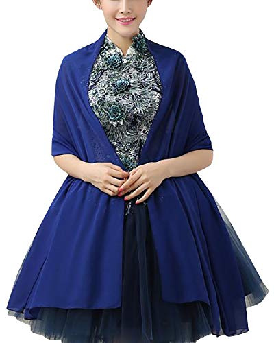 YAOMEI Femme Echarpe Châles Foulards Chiffon, Etoles écharpe Fichus de tête Les Mariages Mariée Bridemaids Tenue de soirée Fête Plage (76.8 * 43.3 Pouces (195cm * 110cm), Bleu)