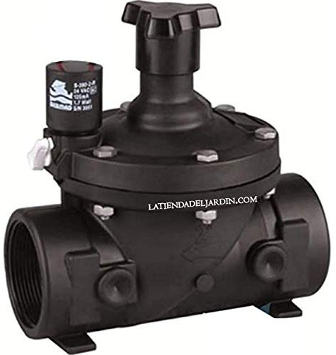 Suinga ELECTROVALVULA 1 1/2 24V Bermad con regulador de caudal serie 200, uso residencial y agrícola. Funciona con programadores de riego eléctricos Negro