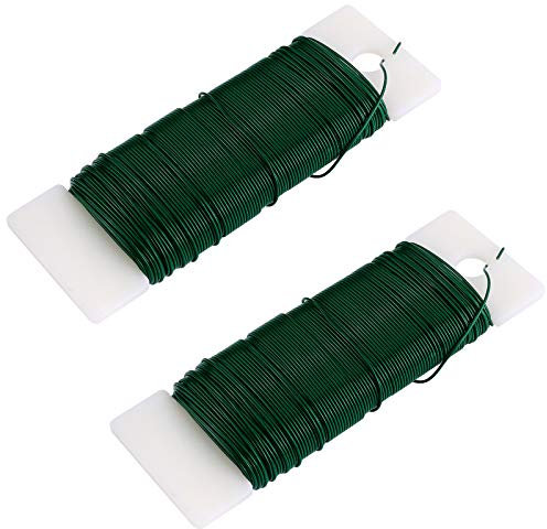 Elcoho 2 Roll Green Florists Wire Flexible Paddle Wire for DIY Crafts, Christmas Garland, Wreaths, Flower Bouquets and Floral Arrangements