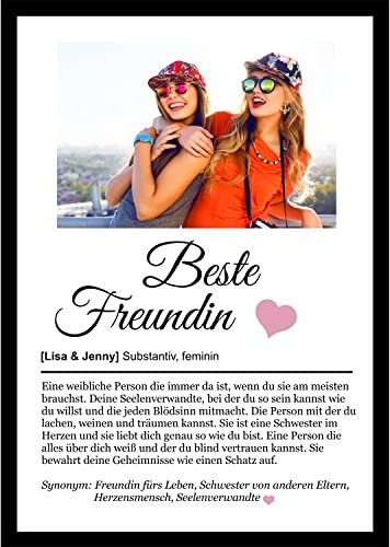 SCHILDER HIMMEL Freundschaft Holz-Poster mit Wunschbild/Name | Beste Freundin Geschenk | Wandbilder | Geburtstag | Wanddeko Dekortion