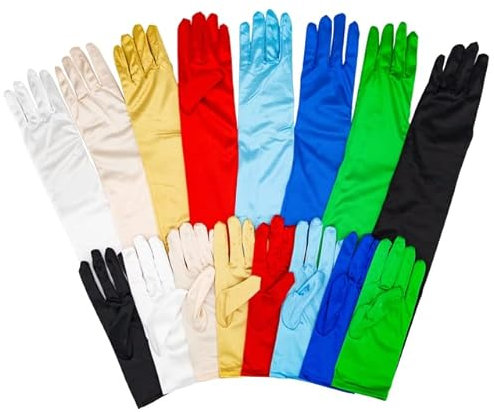 Barielle Satin Handschuhe Paar Brauthandschuhe Hochzeit Fasching, Creme, Lang