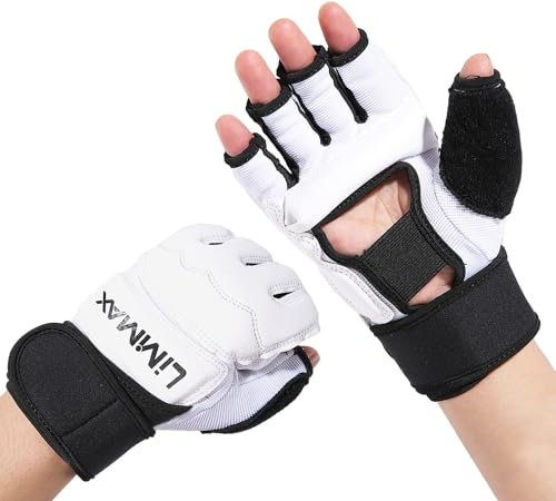 LiMMAX Kickbox-Sparring-Handschuhe, MMA-Handschuhe für Herren und Damen, Halbfinger-Boxhandschuhe, Kampfhandschuhe, Boxhandschuhe für Boxsack-Training, UFC-Handschuhe für Männer und Frauen, Weiß, XL