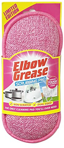 Elbow Grease Scrubbing Pad – Dual Sided Non-Scratch Sponge | Washable & Reusable Kitchen & Bathroom Cleaning Pad (Pink – 1 Pack)