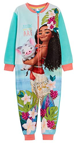 Disney Moana Einteiler für Mädchen, Fleece-Schlafanzug für Kinder, Moana, Loungewear, Schlafanzug, multi, 7-8 Years