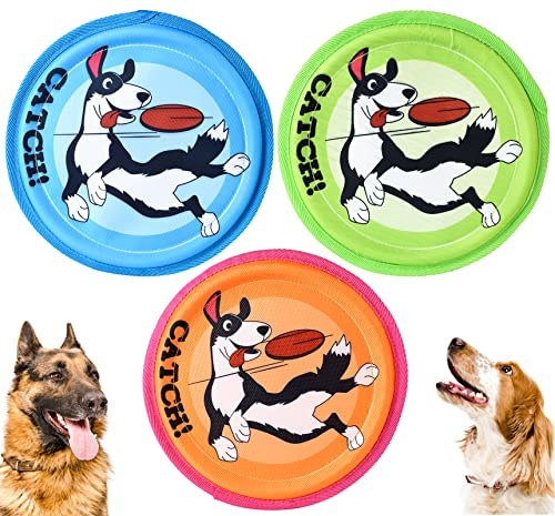 XIGOU Dog Flying Disc, 3 Pack Dogs Flyer Toys, Lightweight Flying Disc Dog Fetch Toy for Small, Large Dogs & Puppies - Floats in Water & Safe on Teeth