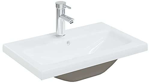 ZHOUMIN Lavabo da Incasso con Rubinetto 61x39x18 cm in Ceramica Bianco,Lavabo,Lavabo da Incasso,Lavabo da Bagno,Lavandino Bagno