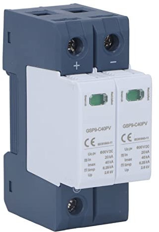 Dispositif parafoudre de Tension 2P 40KA, Adapté à La Norme Basse Tension IEC EN 61643 11, Protection Contre Les Surtensions, Montage Sur Rail DIN, parasurtenseur DC (600VDC)