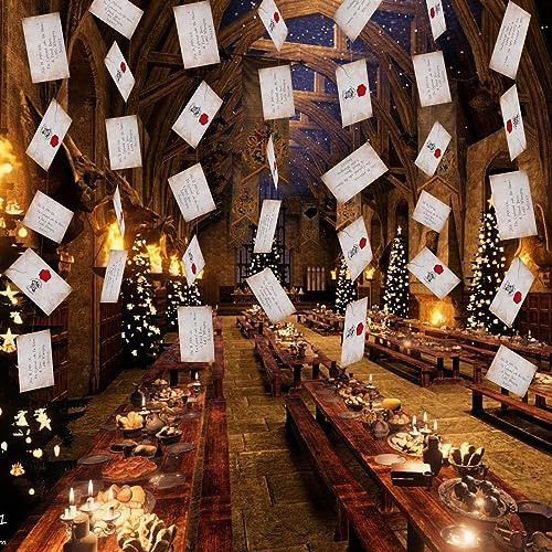 2 Stück Weihnachten Horror Banner Halskette Party Dekorationen Schwimmende Zauberer Akzeptanz Brief Banner für Halloween Dekorationen Magic Wizards Willkommen Dekor für Weihnachten