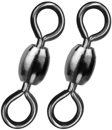 9KM DWLIFE Fishing Swivels Terminal Tackle 50pcs,Black Crane Rolling Barrel Swivel Connector for Sea Carp Fishing (Size 10#
