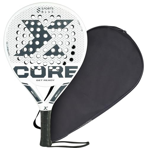 Thunder Paddle SportsBlue Carbon Surface Padel Racket - Pro-Series Tennis Racket - All Pala Padels Racquets (Core - White, 1)