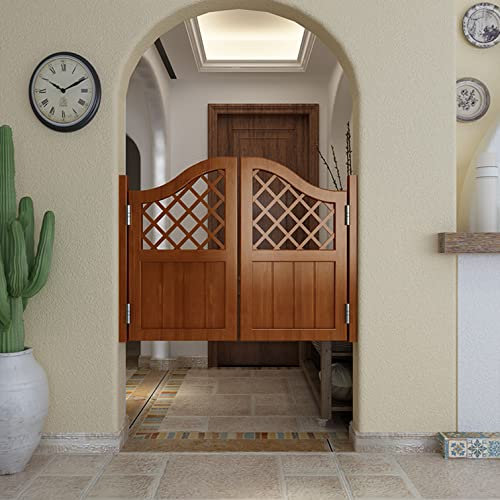 Schwingtüren aus Massivholz für Cafés im Western-Stil, Bar, Pub, Salon, Innenbereich, gewölbte Oberseite, Doppelhub-Schaukeltür für Terrasse, individuelle Größe (81,3 x 71,1 cm, braun)