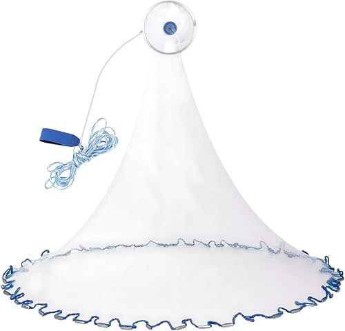 Fesatccoz Filet de Pêche, Filetde Pêche Portatif à Main Extérieur en Nylon Monofilament Moulé à La Main avec Piège à Leurre pour Ligne à Main (2.4m/95in)