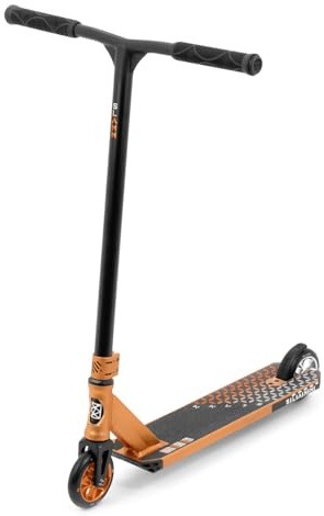 Slamm Monopattino acrobatico Duo Tone completo con ruote in alluminio da 110 mm, pedana in lega da 12,2 cm, connettore estruso al collo e ritaglio, design futuristico unico