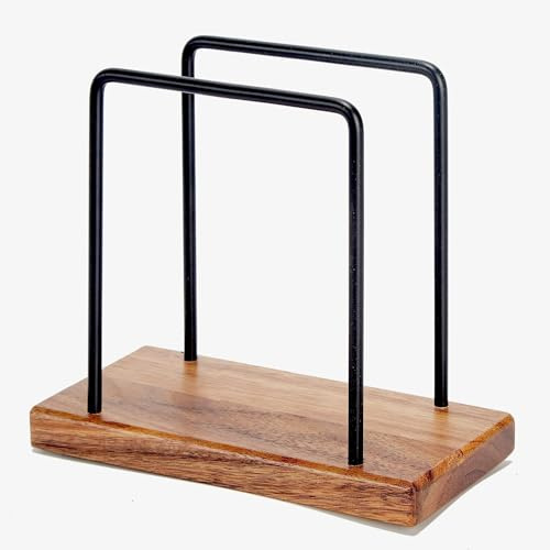 Napkin Holders for Tables, Serviette Holder with Wooden Base Black Paper Cocktail Napkins Holder Dispender for Kitchen, Cafes, Dining Table Decor