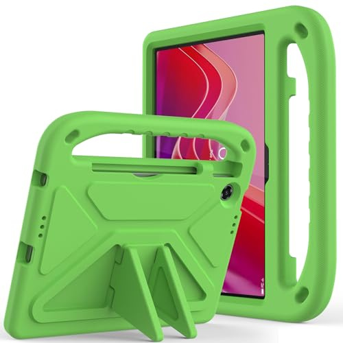 Kompatibel med Lenovo Tab K10 2:a generation (10,1) TB-311FU/Tablet 10,1 2025 Barnfodral, lätt EVA barnvänligt stötsäkert skyddsfodral, handtag stativ robust tablettfodral (grön)